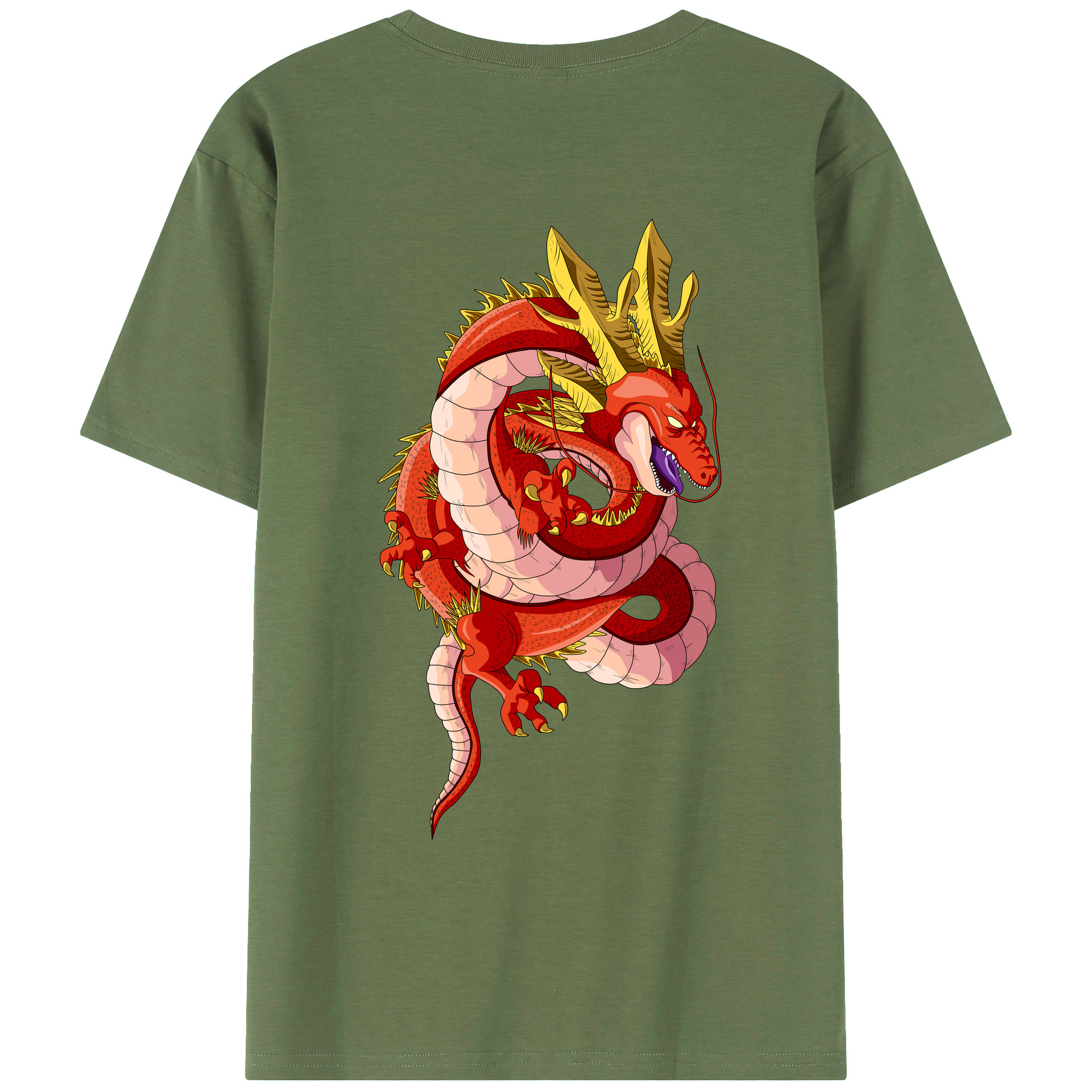 （画像用） ドラゴンボール 神龍 シェンロン DRAGON BALL Shenron 綿100％ メンズ半袖Tシャツ（バックプリント） 通気性